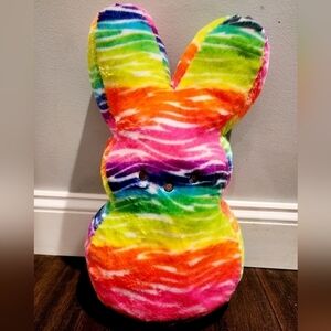 Peeps 15" Plush Bunny Rabbit Rainbow Tiger Stripes Easter Stuffed Animal Toy EUC